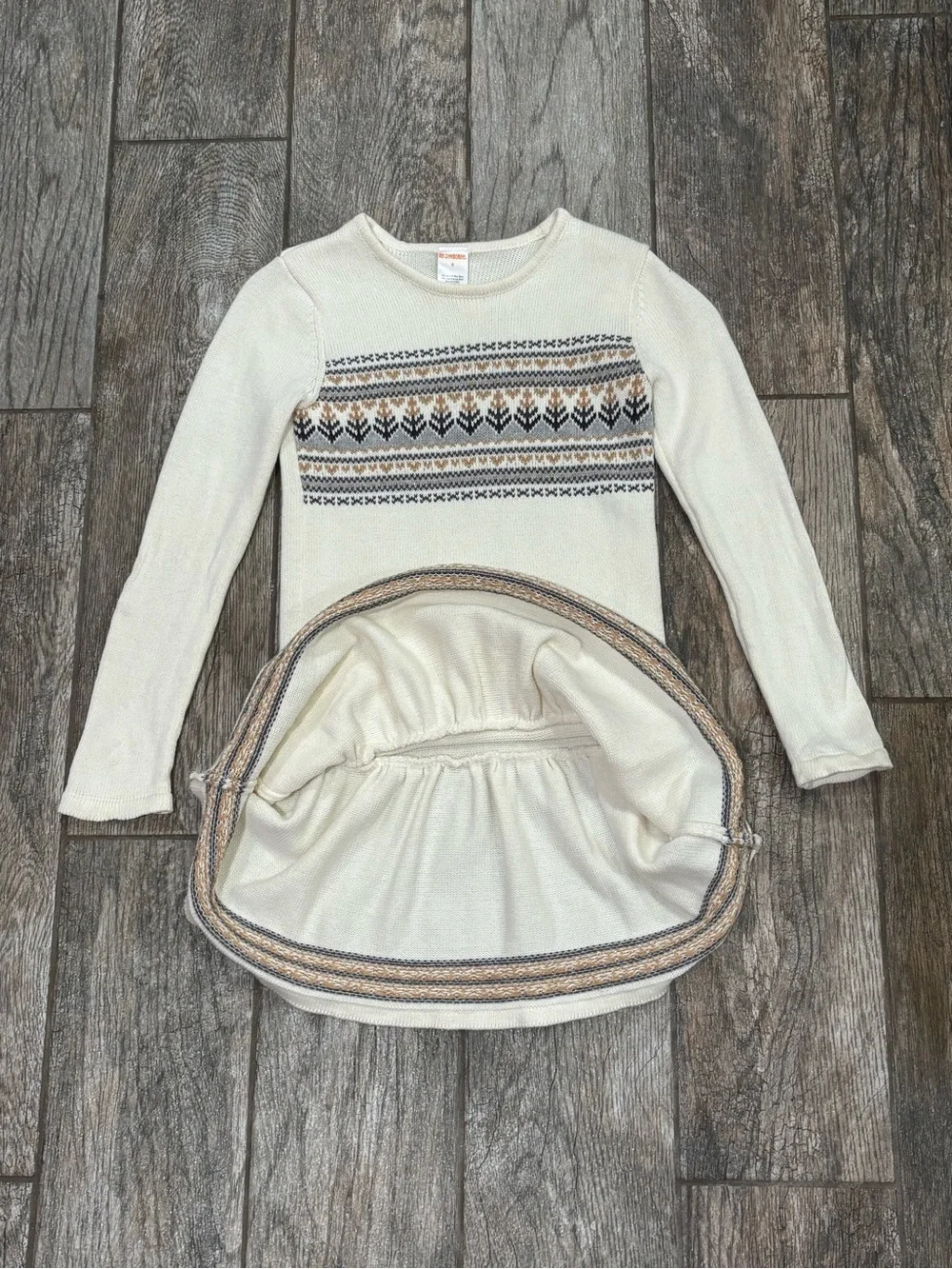 Gymboree Cream Knit Long-Sleeve Dress with Fair Isle Accents